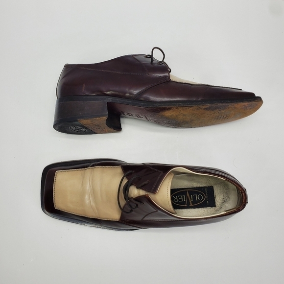 Olivier Shoes Mens 9.5 M Leather Derbys   Brown And Tan Quality Made In Italy - Picture 8 of 16